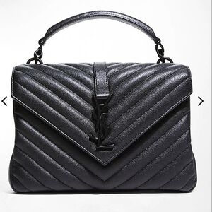 Yves Saint Laurent YSL Matelasse Leather College Medium Shoulder Bag - Black